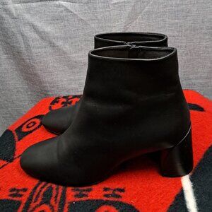 Size 11.5 Christian Louboutin Ankle Leather Boots 55mm Heel Black Shoes Women